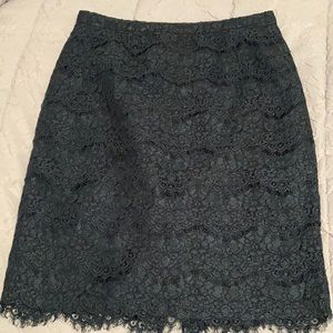 Peacock blue size 6 j crew lace pencil skirt